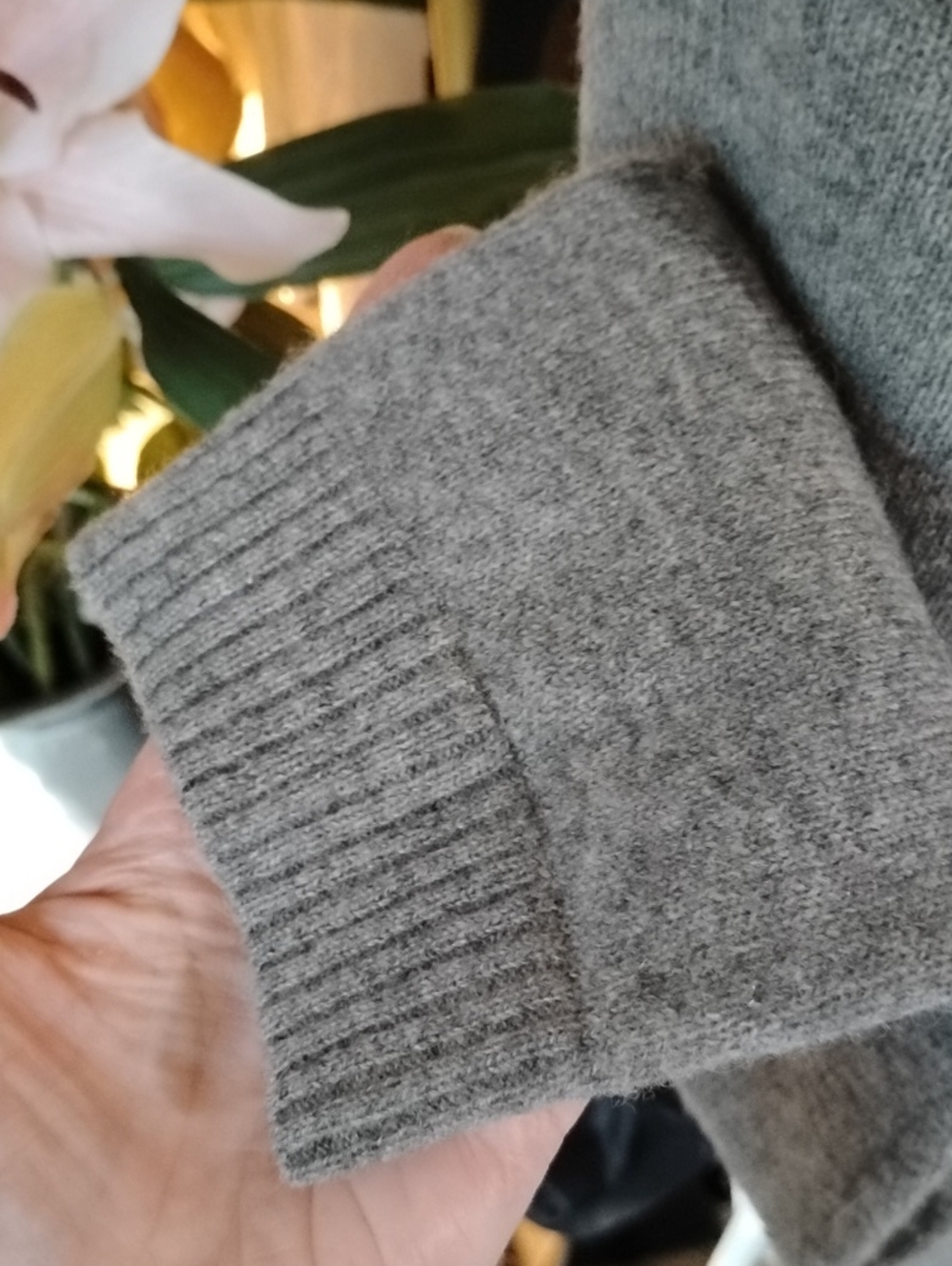 100% CASHMERE Cozy Women's Gray Scoop-Neck Sweater Dress Tunic - Picture 5 of 8